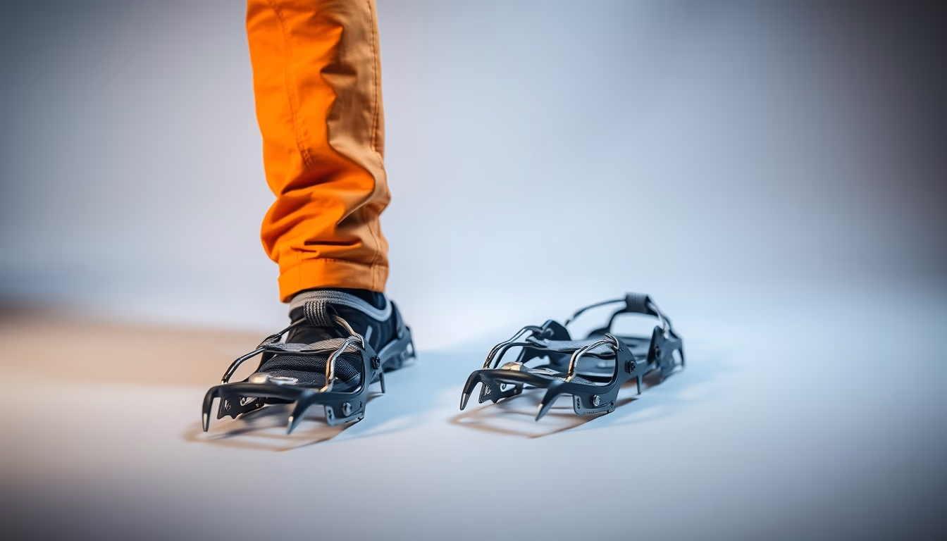 crampons mountaineering in editorial style
