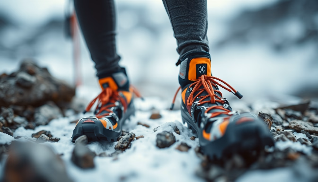 crampons mountaineering in editorial style