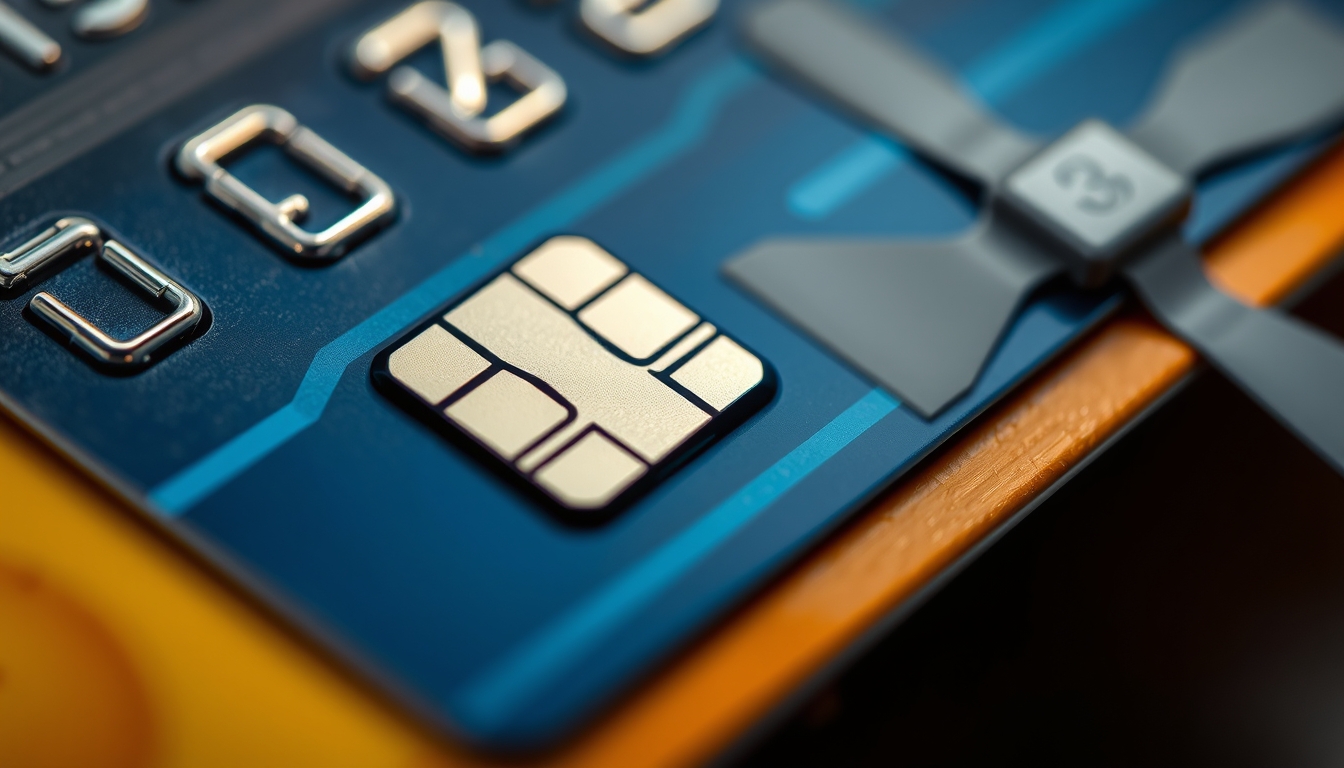 Chip de cartão de crédito closeup macro do chip EMV em estilo editorial