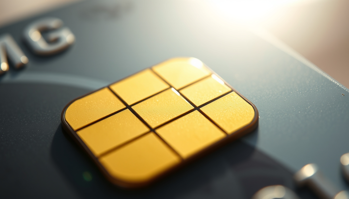 Chip de cartão de crédito closeup macro do chip EMV em estilo editorial