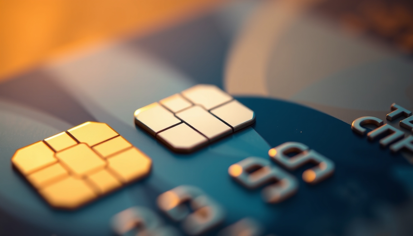 Chip de cartão de crédito closeup macro do chip EMV em estilo editorial