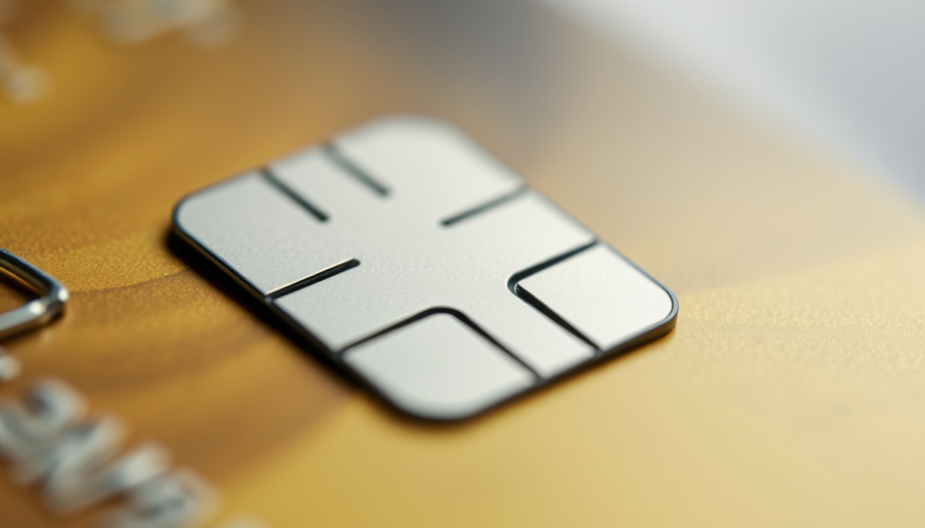 Chip de cartão de crédito closeup macro do chip EMV em estilo editorial
