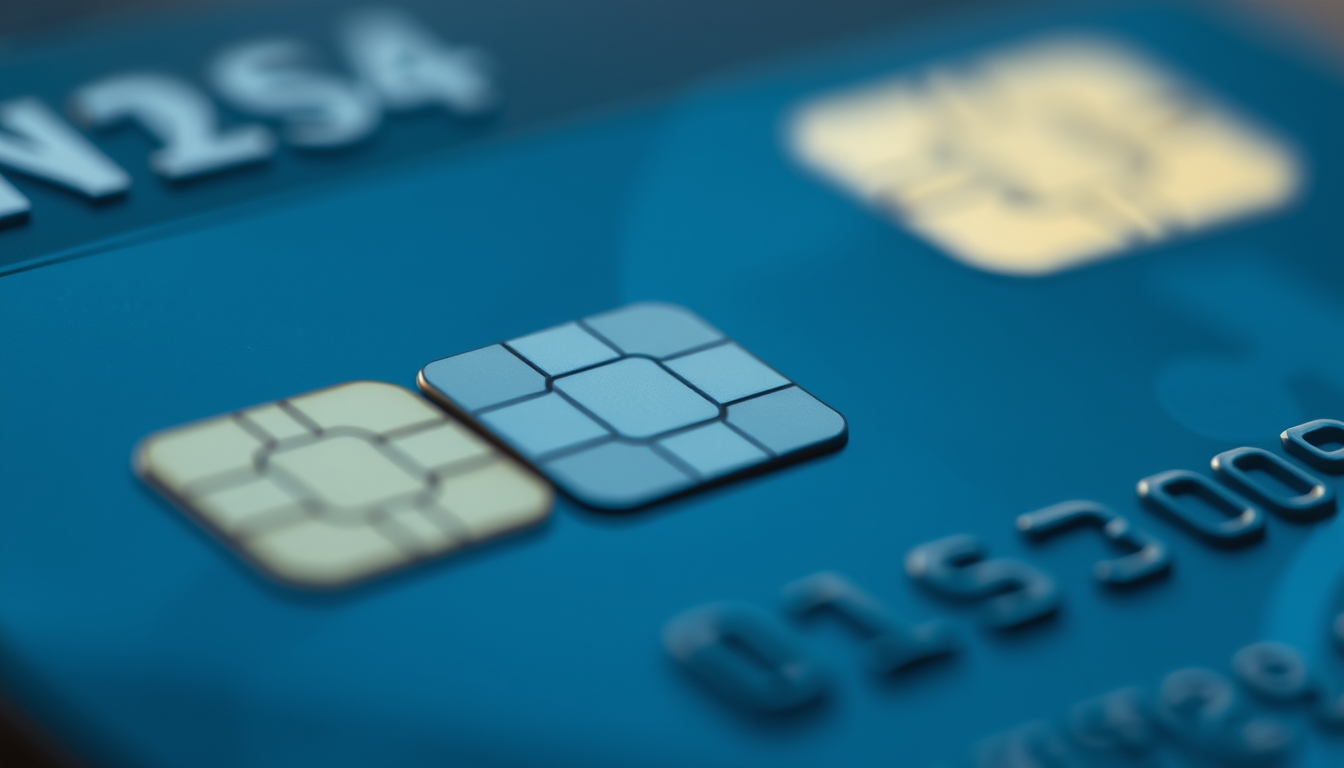 Chip de cartão de crédito closeup macro do chip EMV em estilo editorial