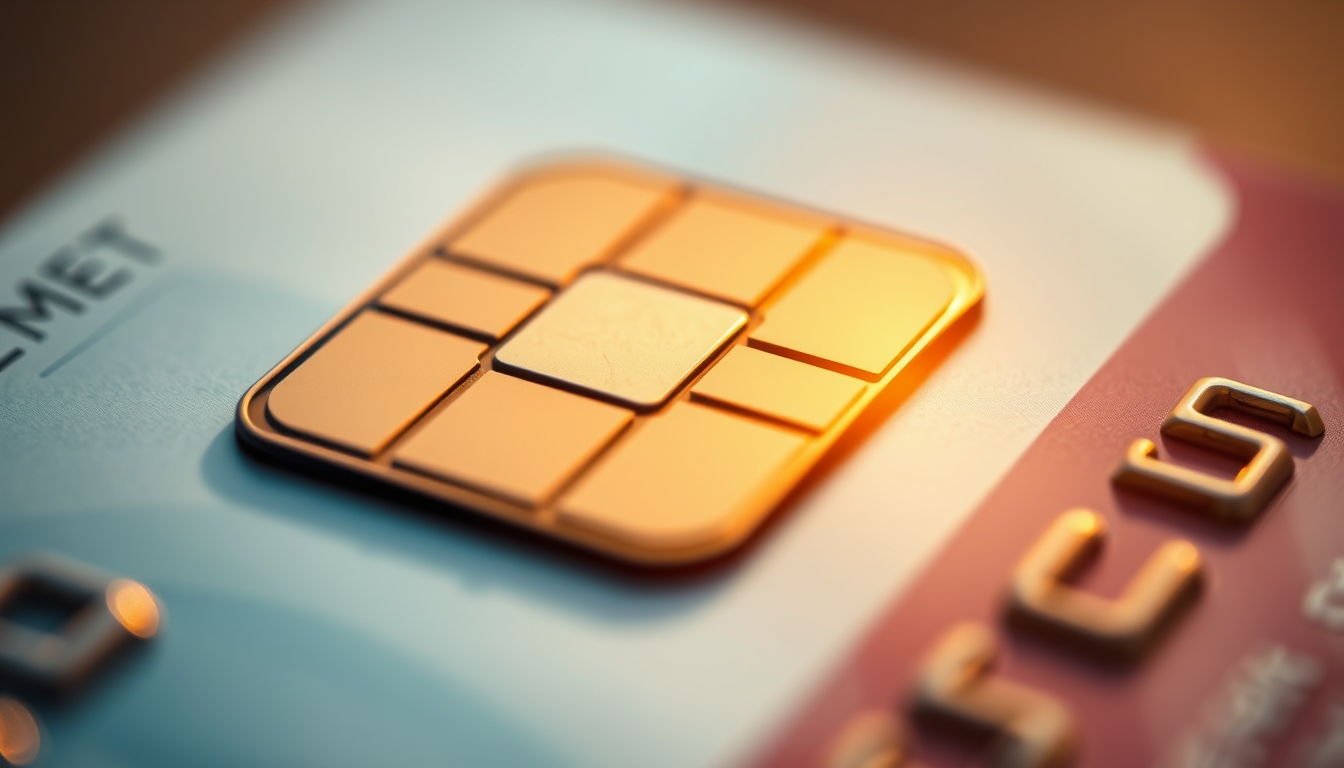 Chip de cartão de crédito closeup macro do chip EMV em estilo editorial