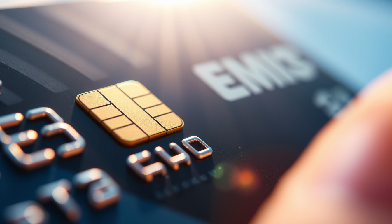 Chip de cartão de crédito closeup macro do chip EMV em estilo editorial