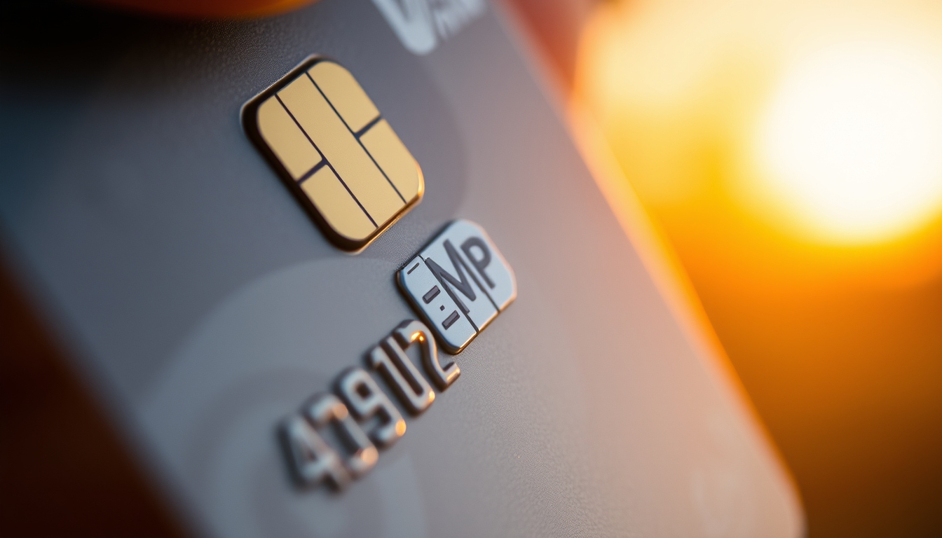 Chip de cartão de crédito closeup macro do chip EMV em estilo editorial