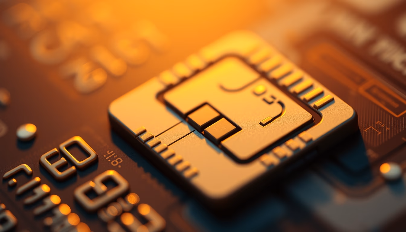 credit card chip macro shot in editorial style