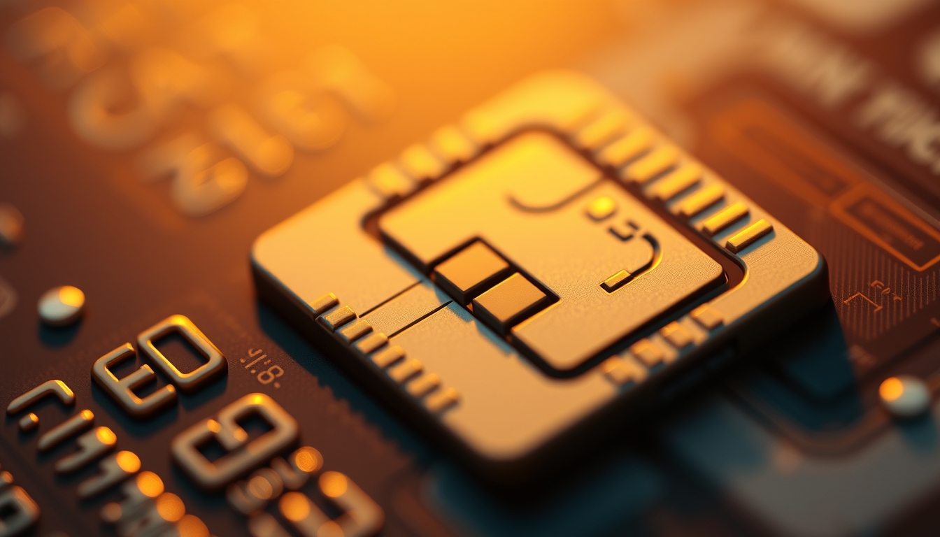 credit card chip macro shot in editorial style