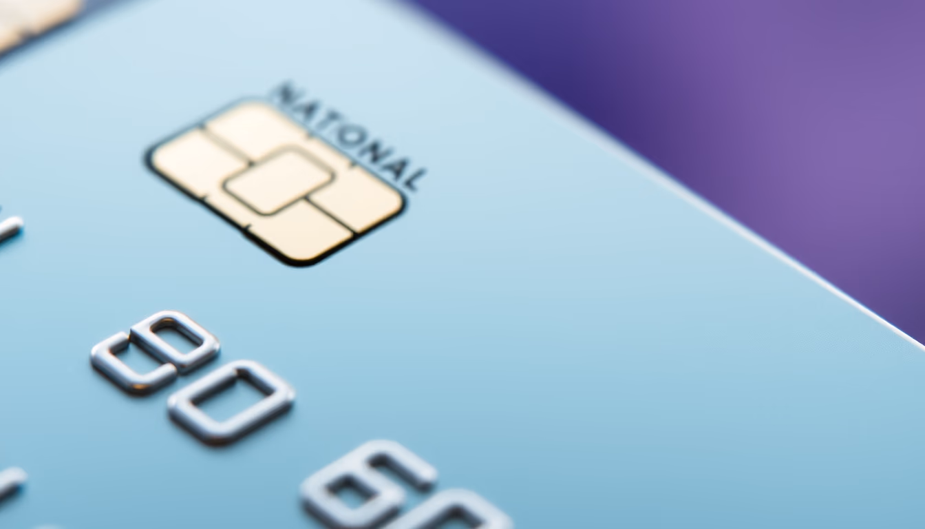 credit card chip macro shot in editorial style