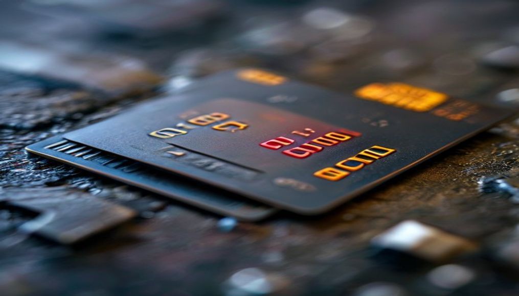 credit card chip macro shot in editorial style