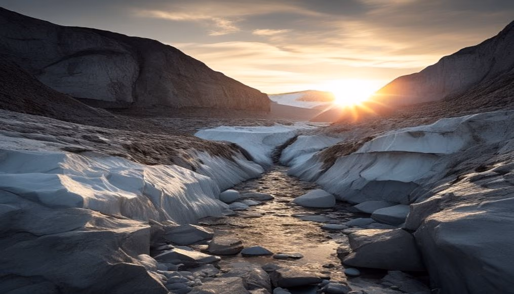 crevasse glacier deep in editorial style