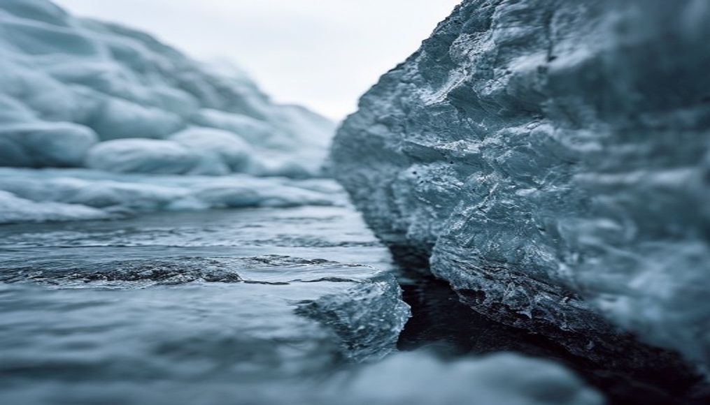 crevasse glacier deep in editorial style