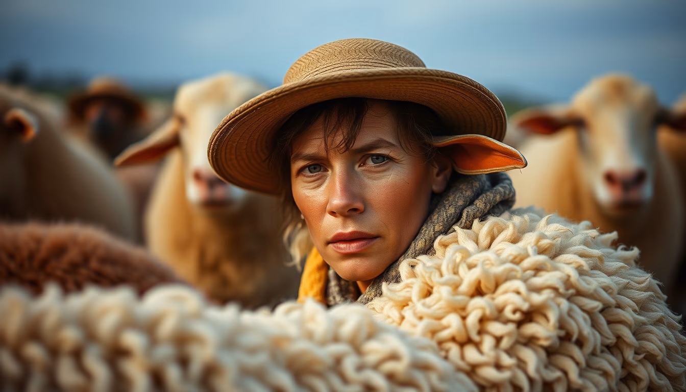 crewel work wool in editorial style