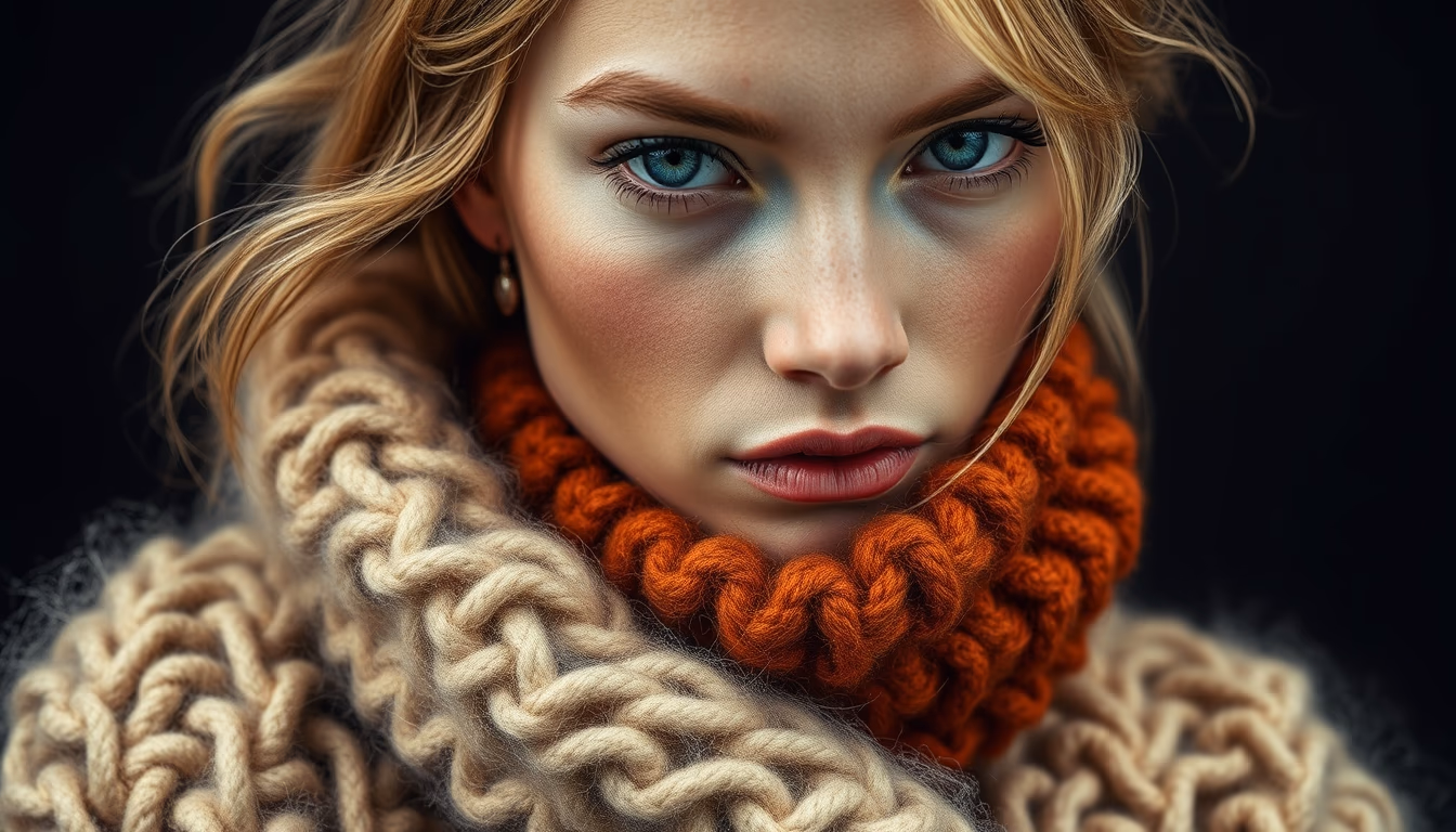 crewel work wool in editorial style