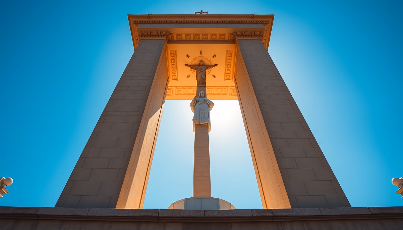 cristo redentor angle low in editorial style