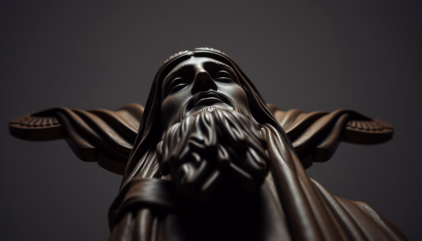 cristo redentor angle low in editorial style