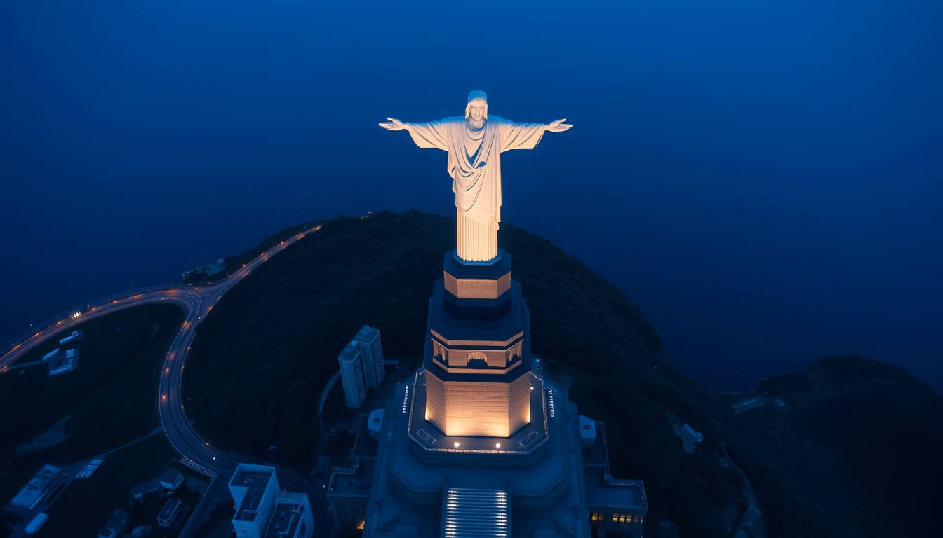 cristo redentor statue in editorial style