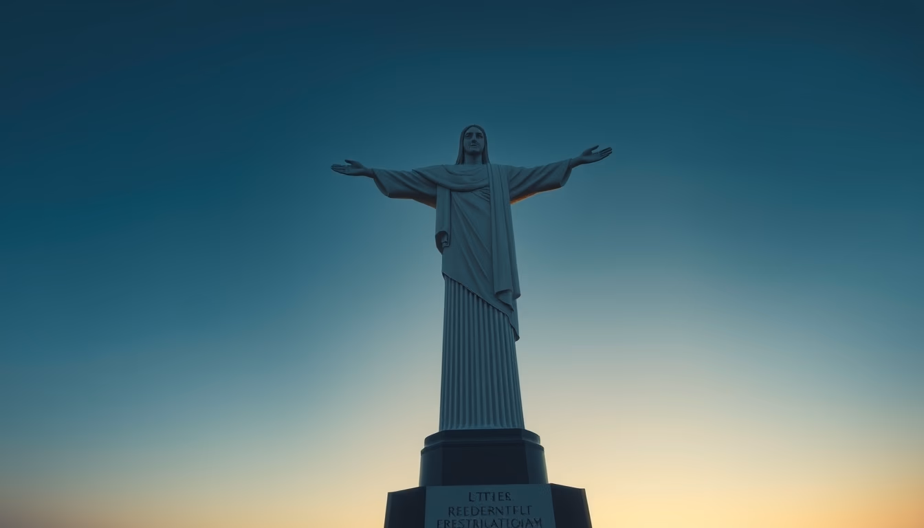 cristo redentor statue in editorial style