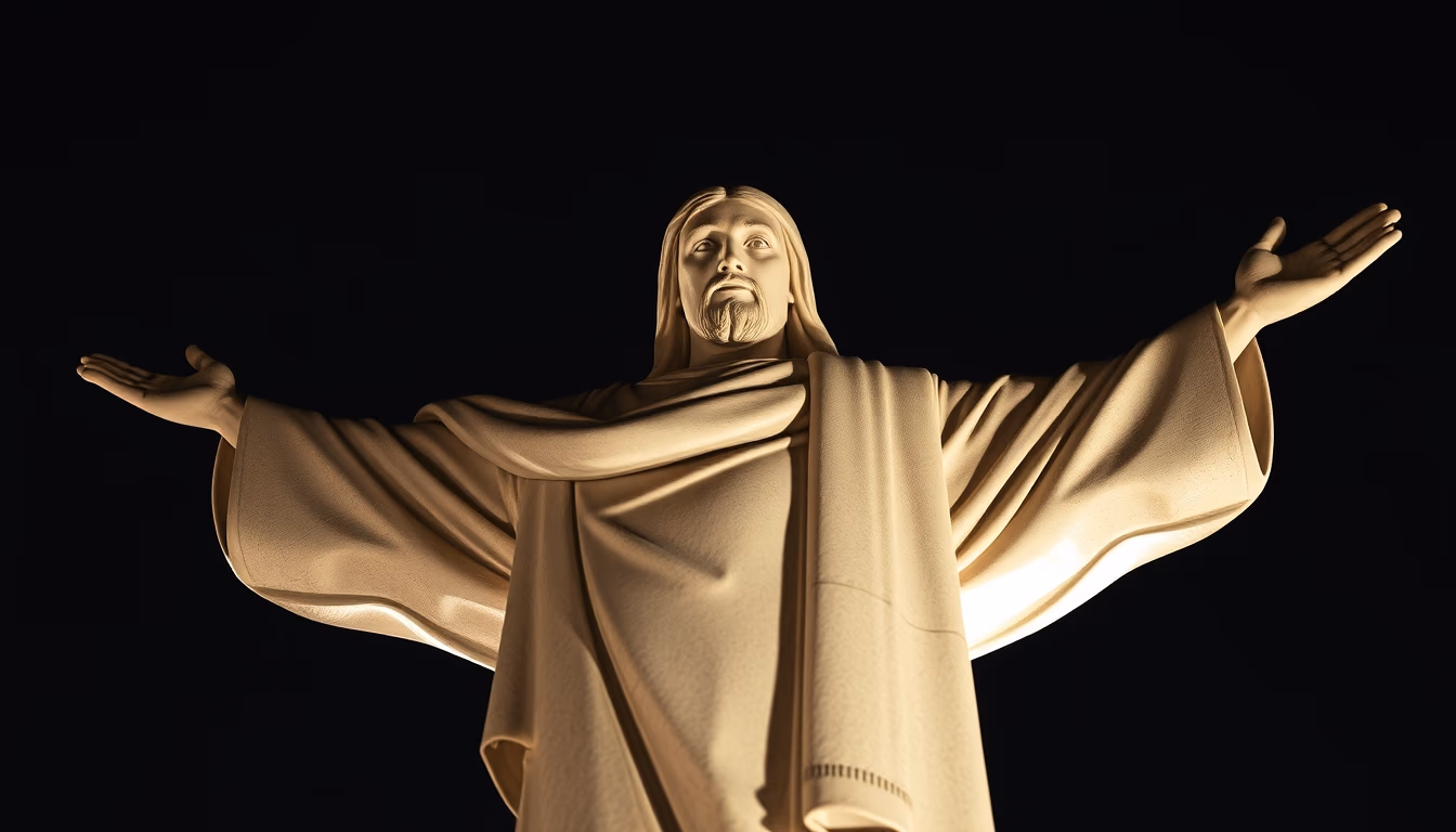 cristo redentor statue in editorial style