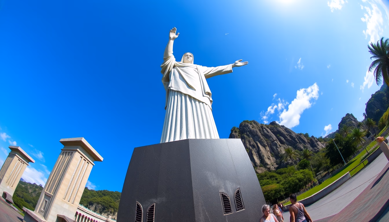 cristo redentor statue in editorial style