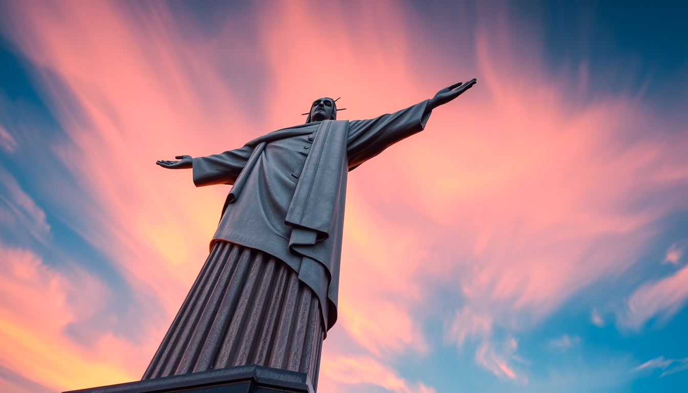 cristo redentor statue in editorial style