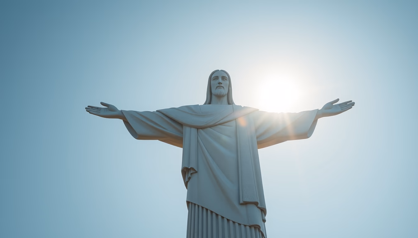 cristo redentor statue in editorial style