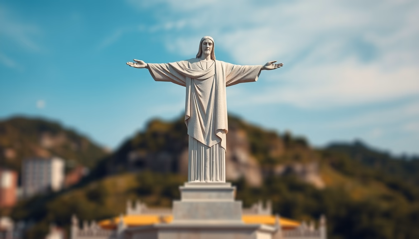 cristo redentor statue in editorial style