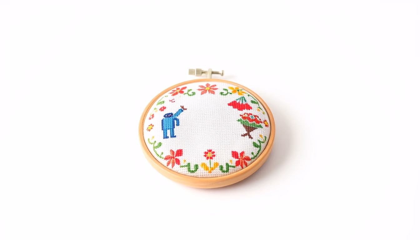cross stitch pattern in editorial style
