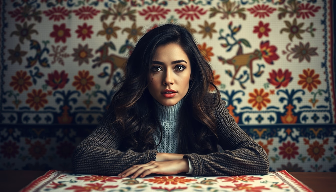 cross stitch pattern in editorial style