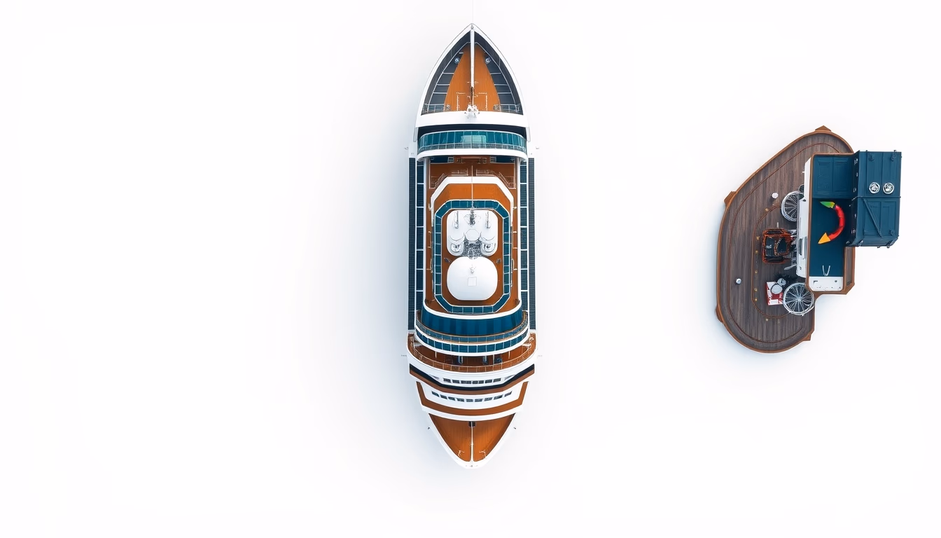 cruise ship aerial drone in editorial style