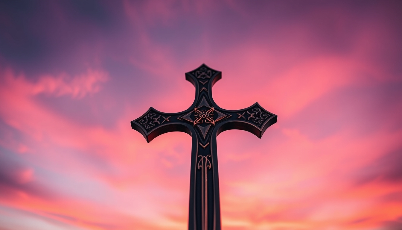 crusader sword cross in editorial style