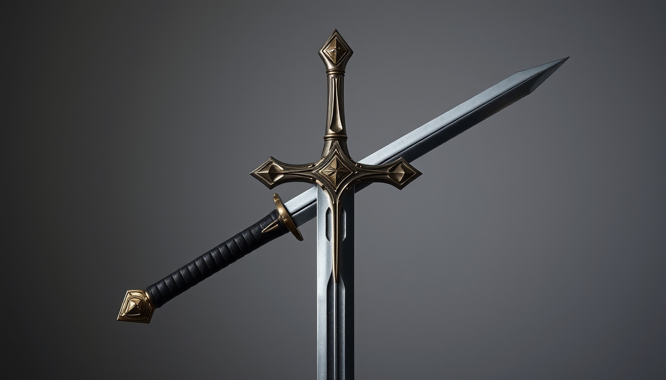 crusader sword cross in editorial style