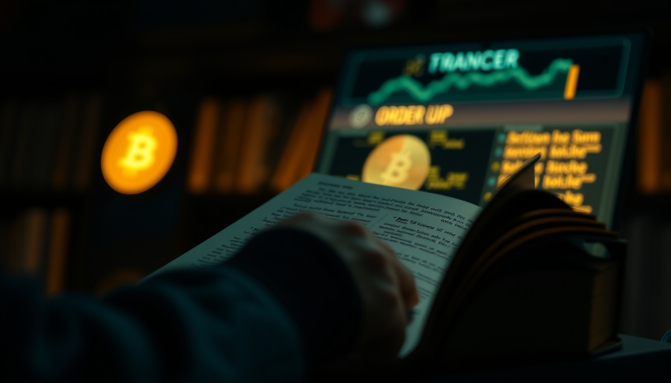 crypto exchange order book screen in editorial style