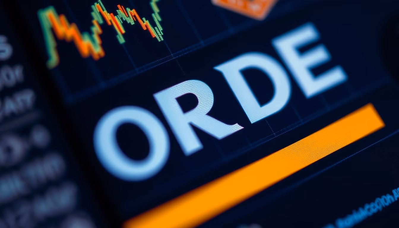 Exchange de cripto order book screen em estilo editorial