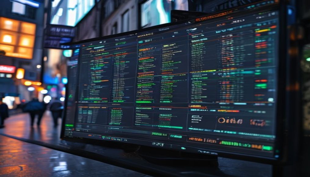 crypto exchange order book screen in editorial style