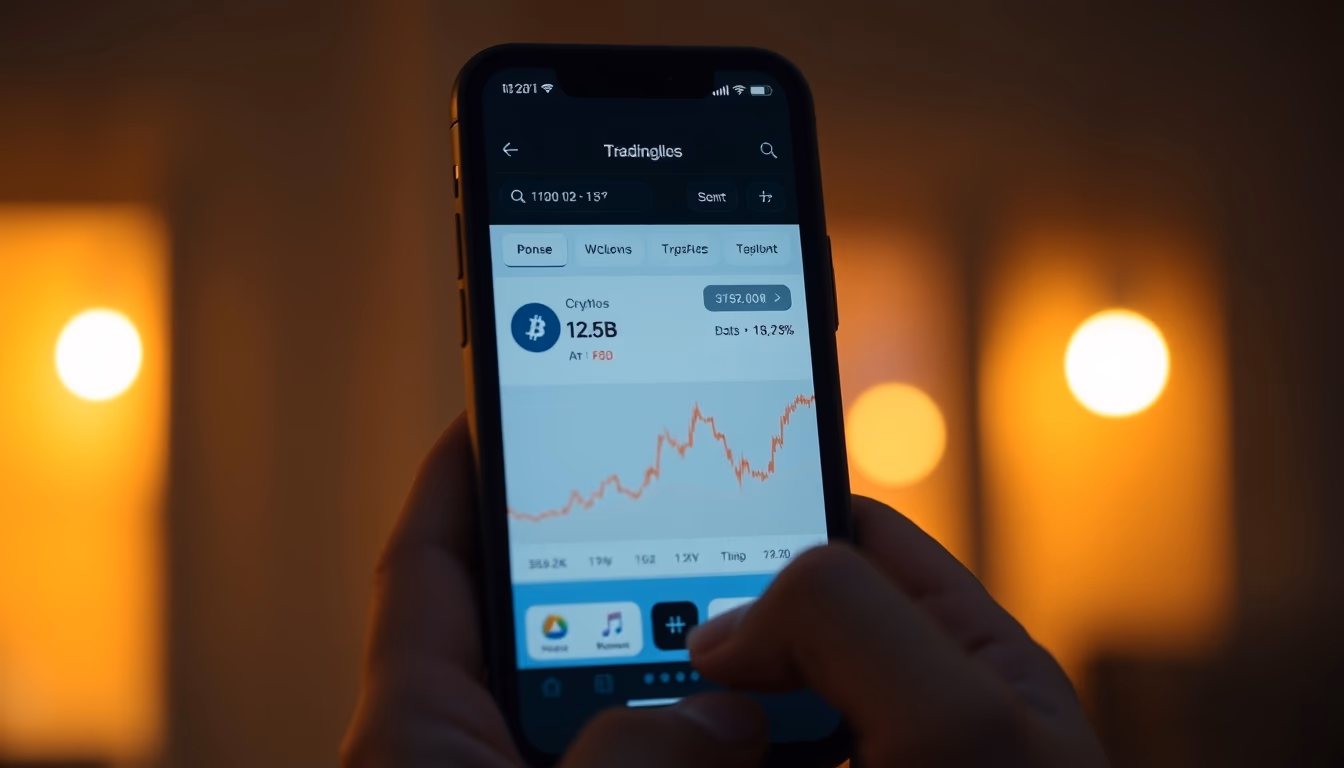crypto exchange UI on smartphone showing trading pair in editorial style