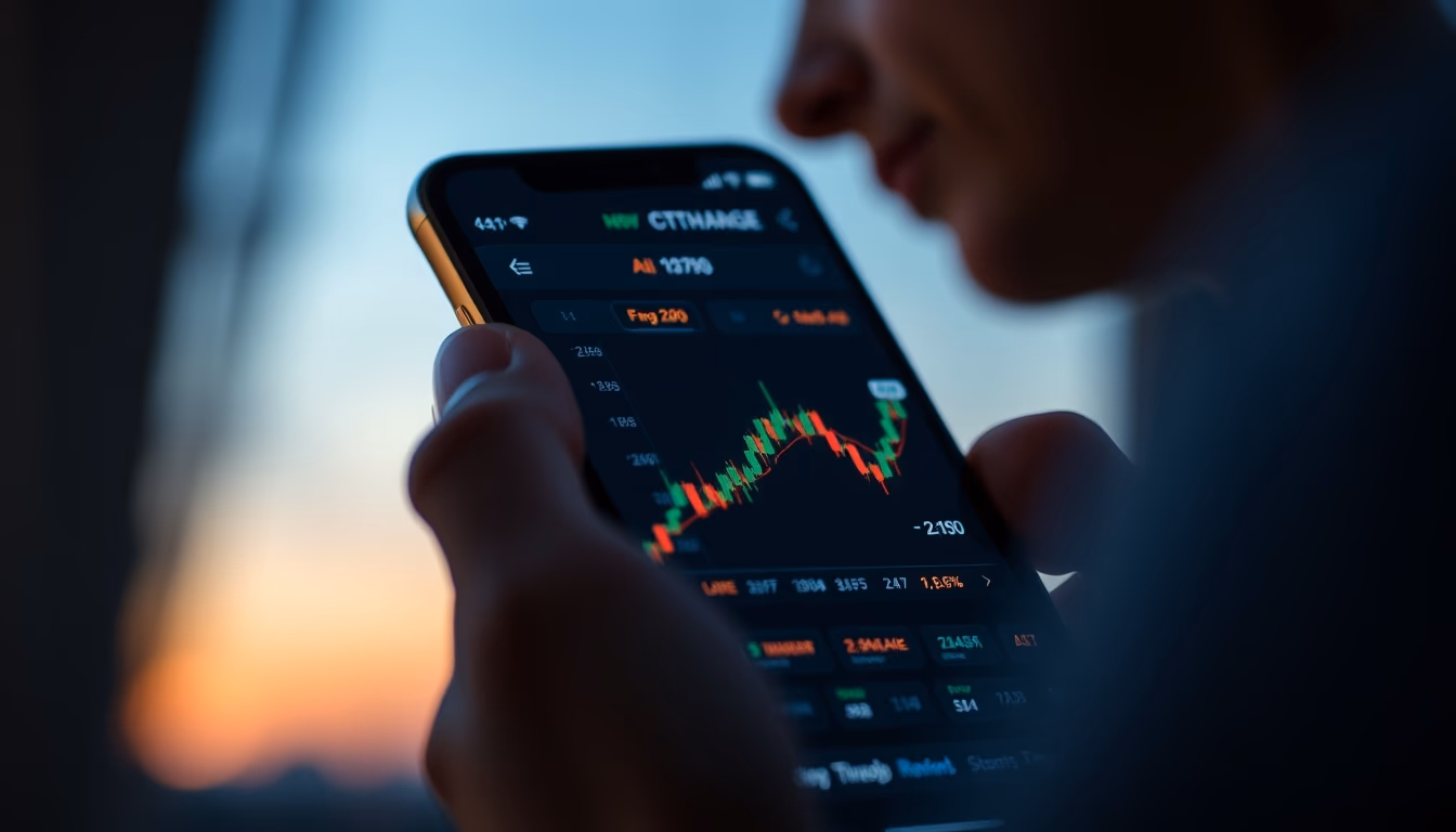 crypto exchange UI on smartphone showing trading pair in editorial style