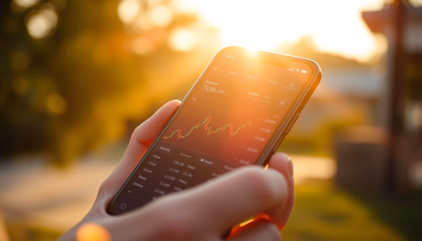Crypto exchange UI on smartphone showing trading pair em estilo editorial
