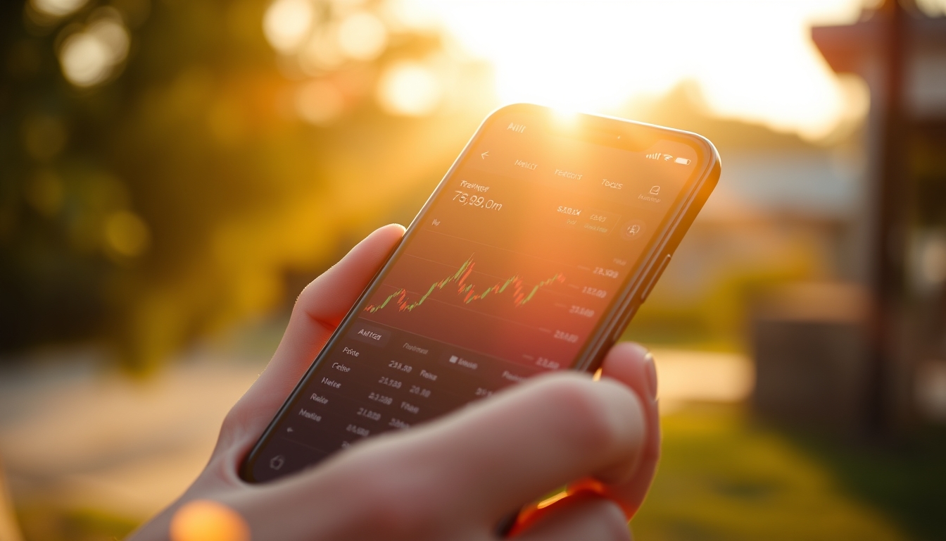 Crypto exchange UI on smartphone showing trading pair em estilo editorial