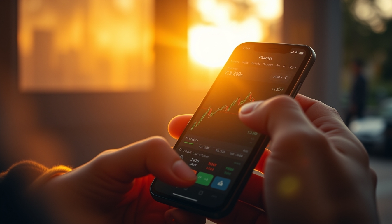 Crypto exchange UI on smartphone showing trading pair em estilo editorial