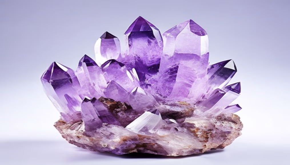 crystal formation amethyst in editorial style