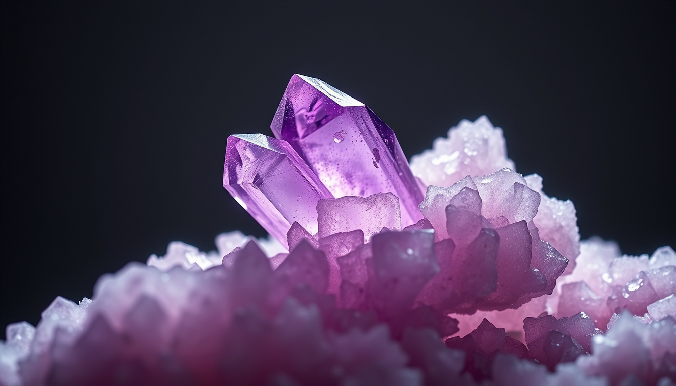 crystal formation amethyst in editorial style