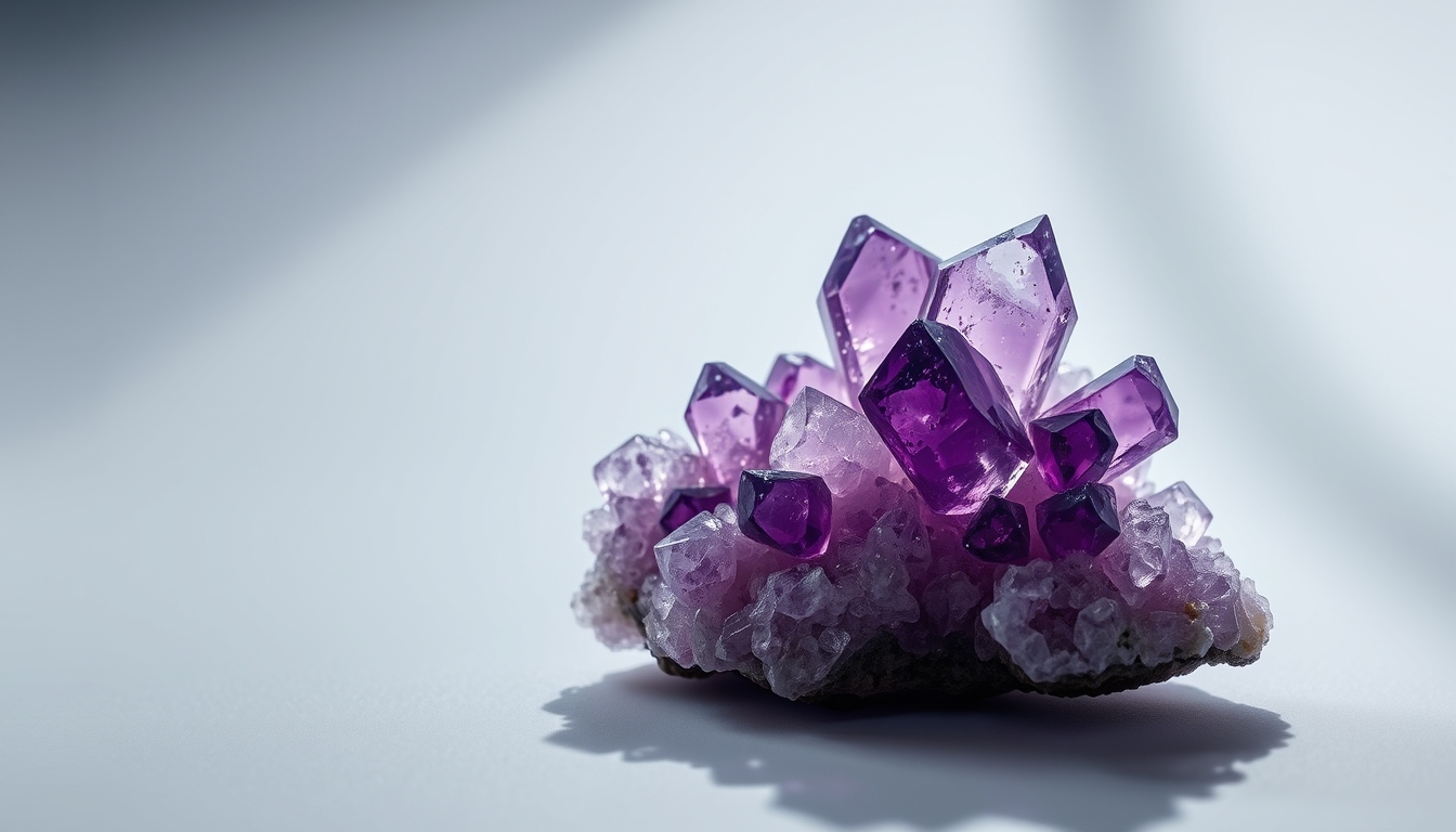 crystal formation amethyst in editorial style