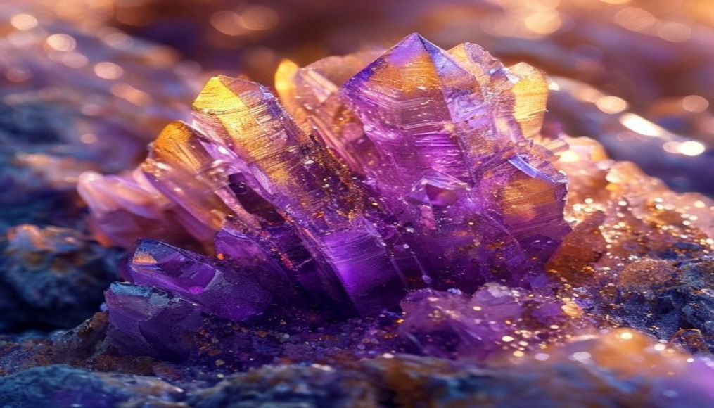 crystal formation amethyst in editorial style