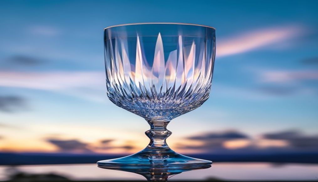 crystal goblet hand cut in editorial style