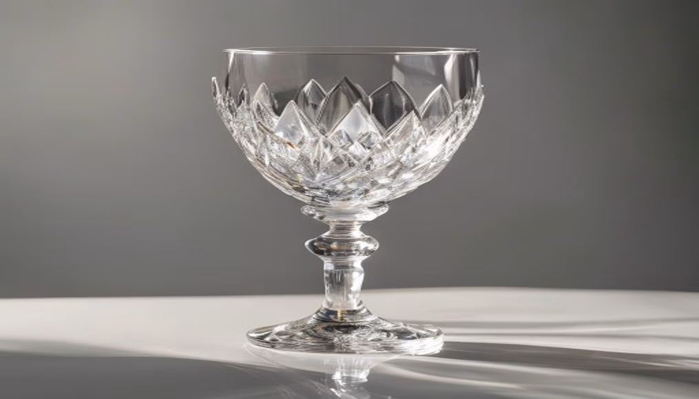 crystal goblet hand cut in editorial style