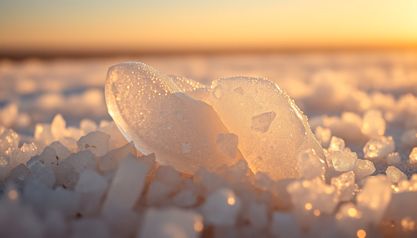 crystal salt macro in editorial style