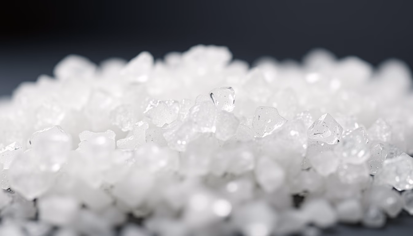 crystal salt macro in editorial style