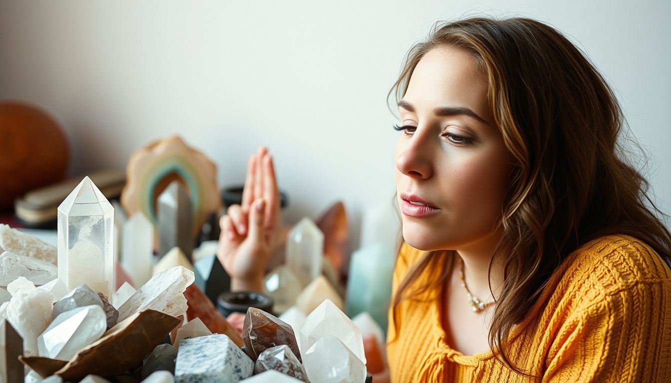 crystals collection healing in editorial style