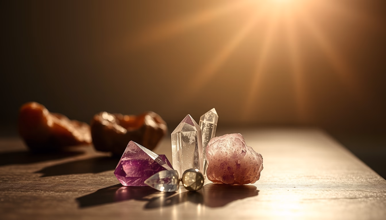 crystals collection healing in editorial style